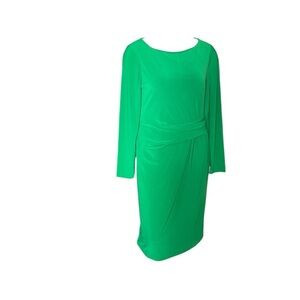 Anne Klein green faux wrap long sleeve dress sz S